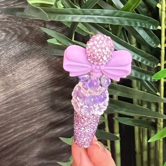 💜🎀 Purple Bow Bling Custom Beaded Pen with Fancy Double-Sided Purple Bow 🎀💜 - Picture 7 of 7